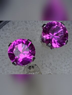 Genuine Pink Sapphire Studs 1.5ctw 925 Sterling Silver Handmade Earrings